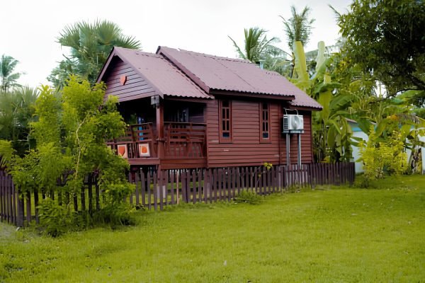 Wooden House side view at Damnak Borey Resort in kampot