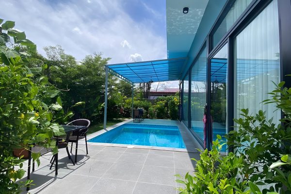 Pool of family villa at damnak borey resort in kampot