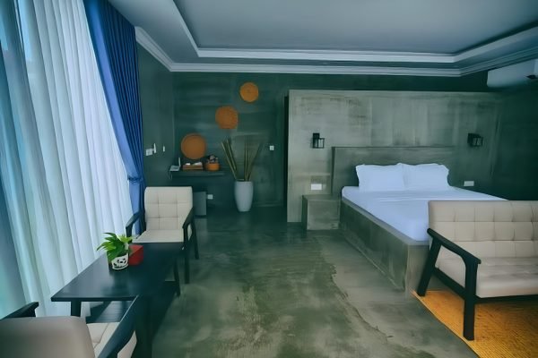 Room view in boutique villa at damnak borey resort in kampot